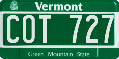 VT license plate COT727