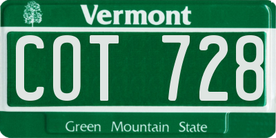 VT license plate COT728