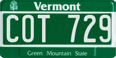 VT license plate COT729