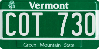 VT license plate COT730