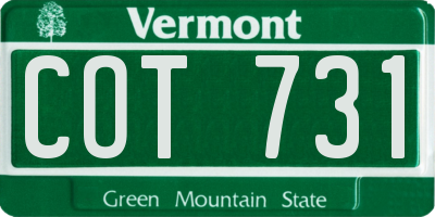 VT license plate COT731