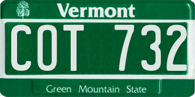 VT license plate COT732