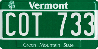 VT license plate COT733