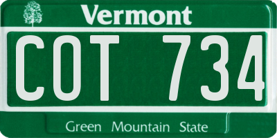 VT license plate COT734
