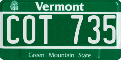 VT license plate COT735