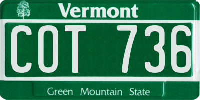 VT license plate COT736
