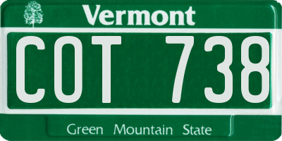 VT license plate COT738
