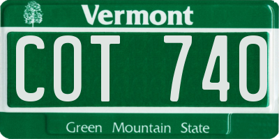 VT license plate COT740