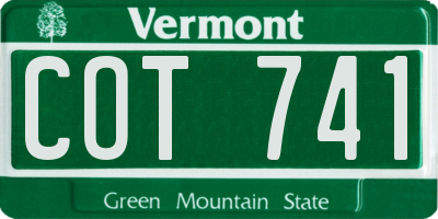 VT license plate COT741