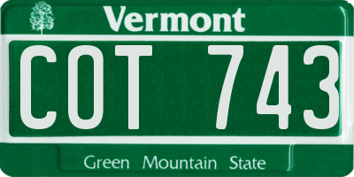 VT license plate COT743