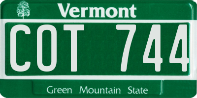 VT license plate COT744