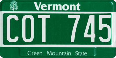 VT license plate COT745