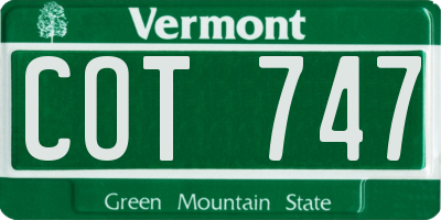 VT license plate COT747