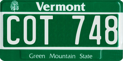 VT license plate COT748