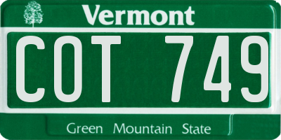 VT license plate COT749