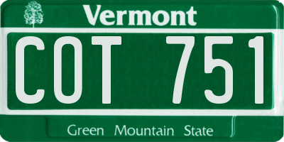 VT license plate COT751