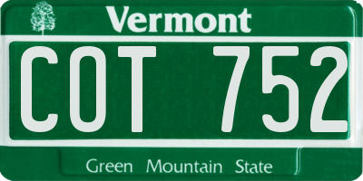 VT license plate COT752
