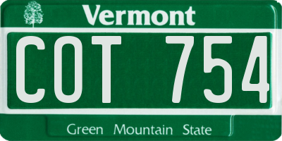 VT license plate COT754