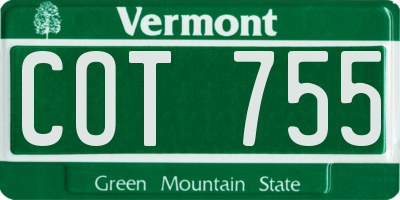 VT license plate COT755