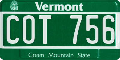 VT license plate COT756