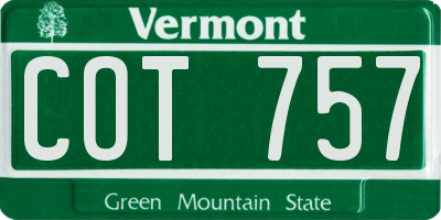 VT license plate COT757