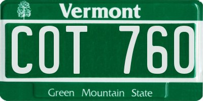 VT license plate COT760