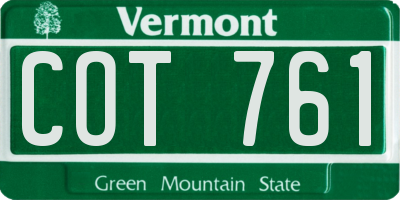VT license plate COT761