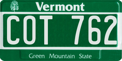 VT license plate COT762