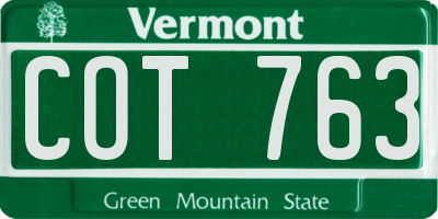 VT license plate COT763