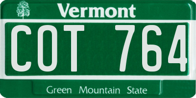 VT license plate COT764