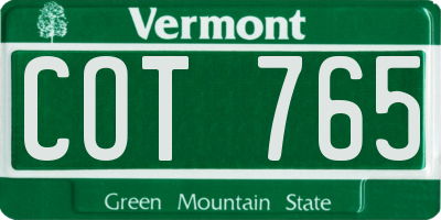 VT license plate COT765
