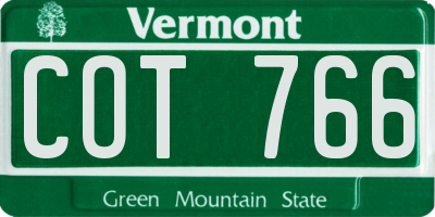 VT license plate COT766