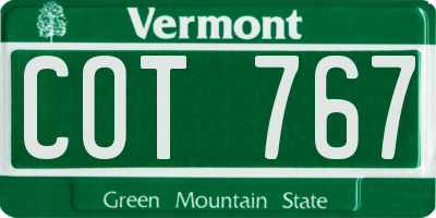 VT license plate COT767