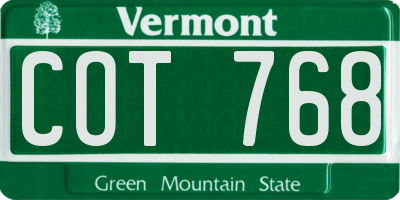 VT license plate COT768