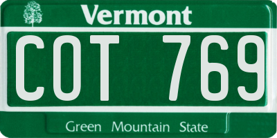 VT license plate COT769
