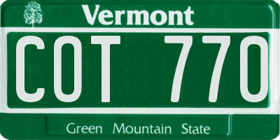 VT license plate COT770