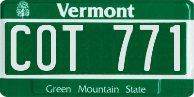 VT license plate COT771