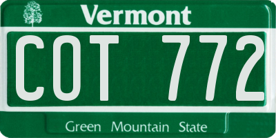 VT license plate COT772