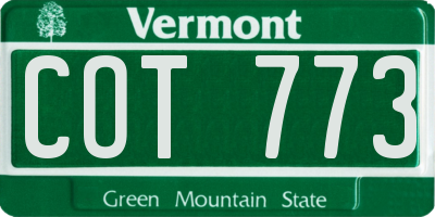 VT license plate COT773