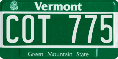 VT license plate COT775