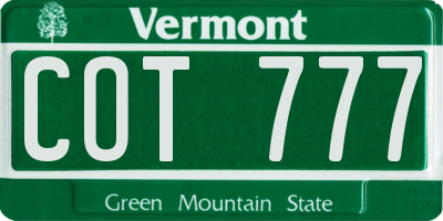 VT license plate COT777