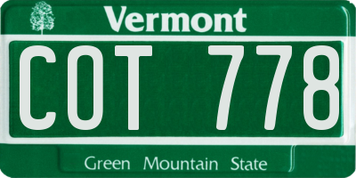 VT license plate COT778