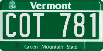 VT license plate COT781