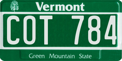 VT license plate COT784