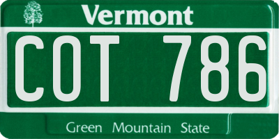 VT license plate COT786