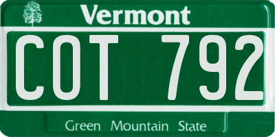 VT license plate COT792