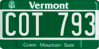 VT license plate COT793