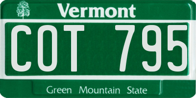 VT license plate COT795