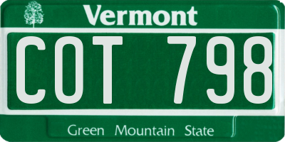 VT license plate COT798