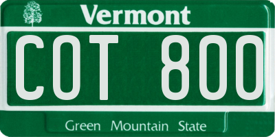 VT license plate COT800